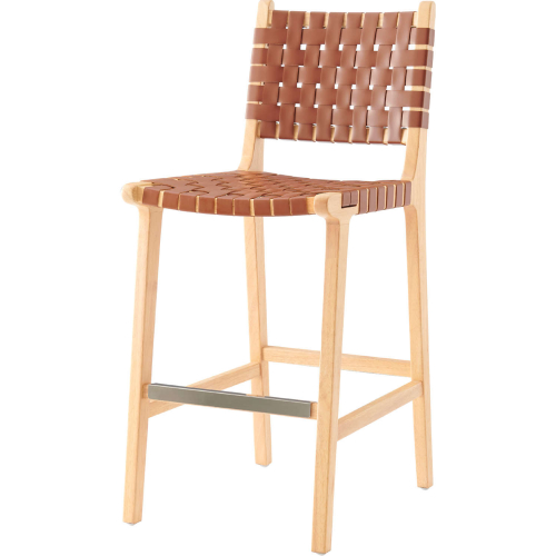 Marco Counter Stool in Brown Eco Leather & Natural Finish Wood